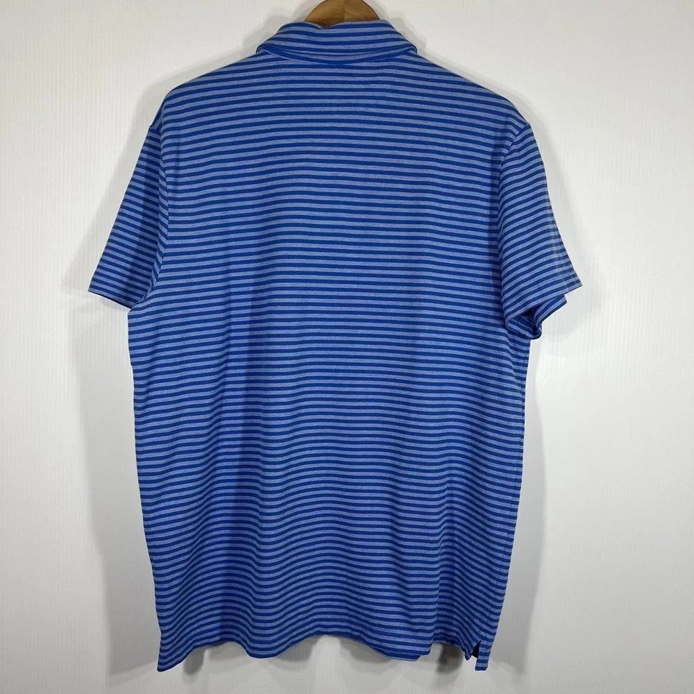 BANANA REPUBLIC Performance Pique Polo Mens‎ Size XL Blue Stripe Short Sleeve